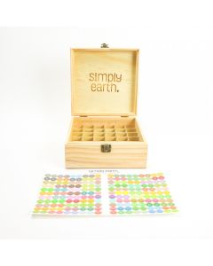 WOOD ESSENTIAL OIL STORAGE BOX WITH STICKERS